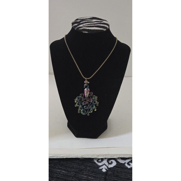 Betsey Johnson Moroccan Adventure Peacock Pendant Gold-Toned Chain Necklace - Picture 3 of 10